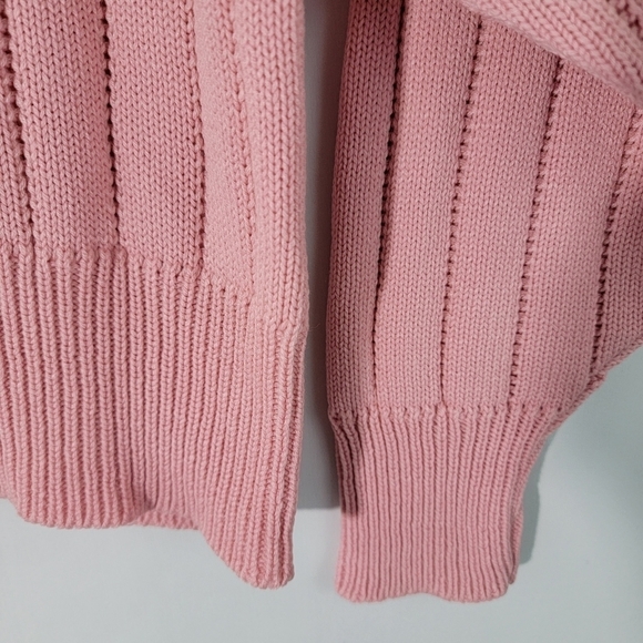 VTG Andrew St. John Baby Pink Crewneck Cable Knit Sweater Sz M Y2K Barbiecore - Picture 8 of 11